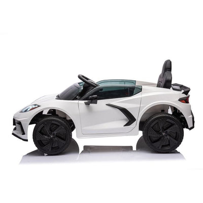 Freddo Outdoor 12V Corvette C8 1-Seater Ride On Car - White