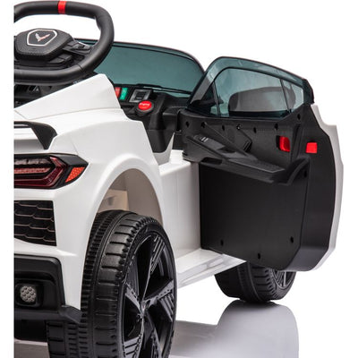 Freddo Outdoor 12V Corvette C8 1-Seater Ride On Car - White