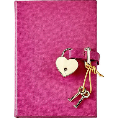 Graphic Image Books Heart Lock Journal in Pink Saffiano Leather