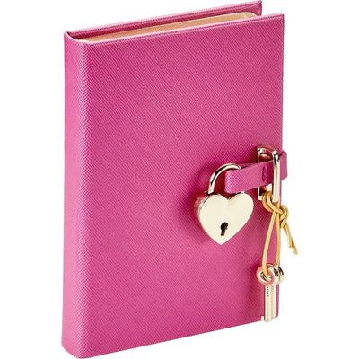 Graphic Image Books Heart Lock Journal in Pink Saffiano Leather