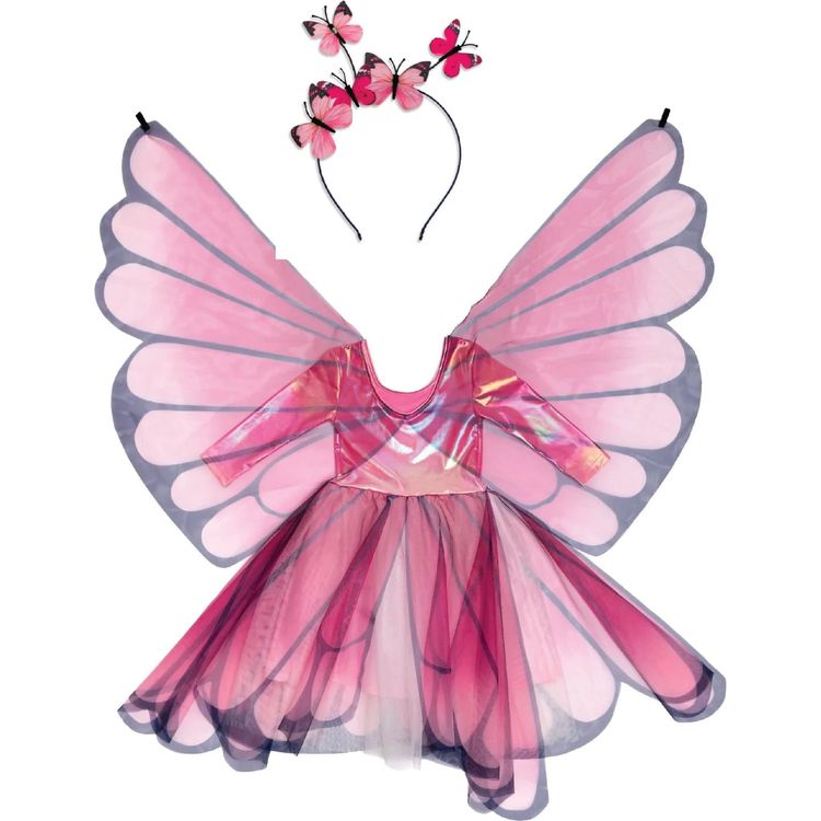 Great Pretenders Dress up Butterfly Twirl Dress with Wings- Size 3-4 Years