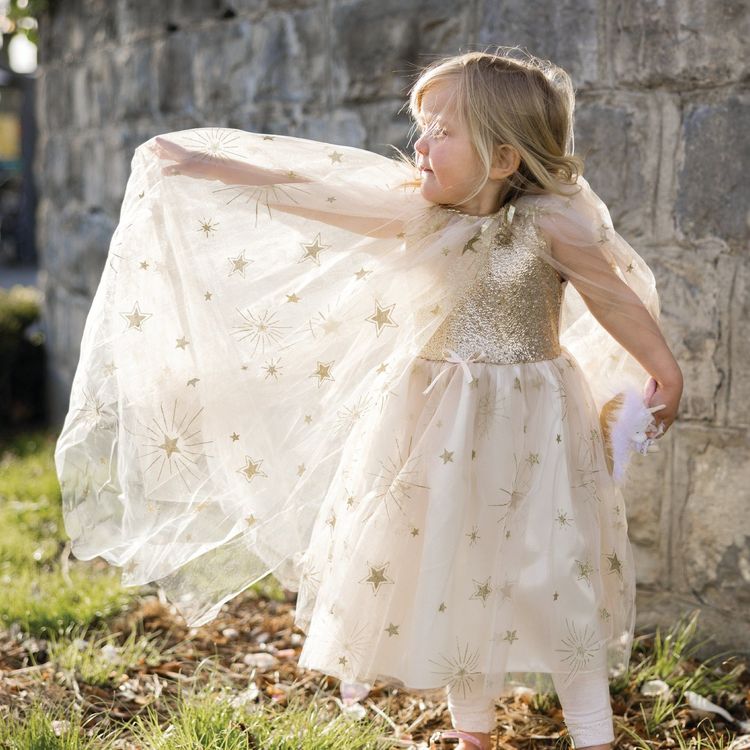 Great Pretenders Dress up Glam Party Gold Cape- Size 4-6 Years