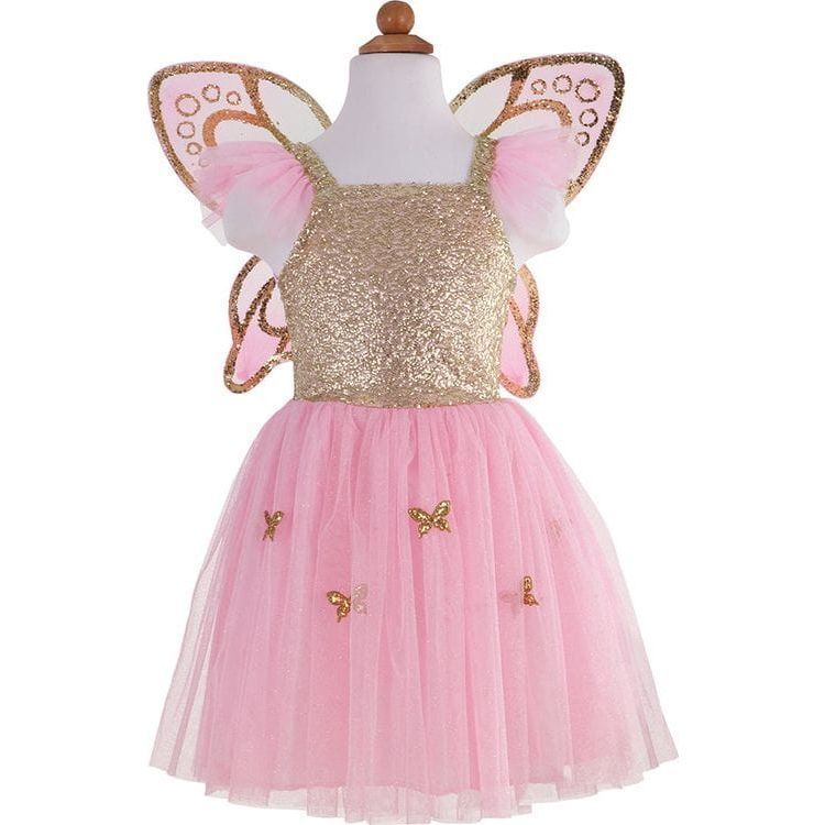 Great Pretenders Dress up Gold Butterfly Dress & Wings, Size 5-7