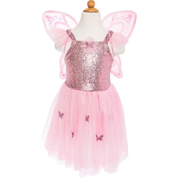 Great Pretenders Dress up Pink Sequins Butterfly Dress & Wings, Size 5-7