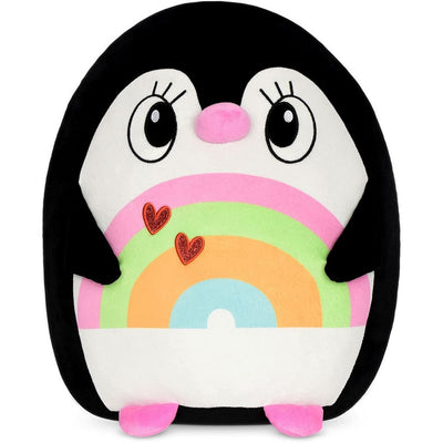 iscream Plush Rainbow Penguin Soft Fleece 16" Pillow