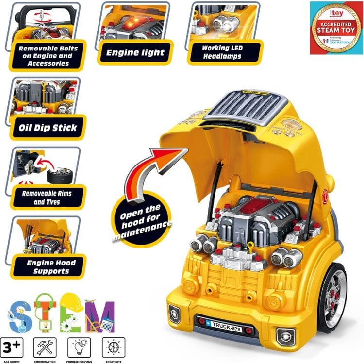 Kool Karz Playground STEM Big School Bus Engine Repair Toy Set