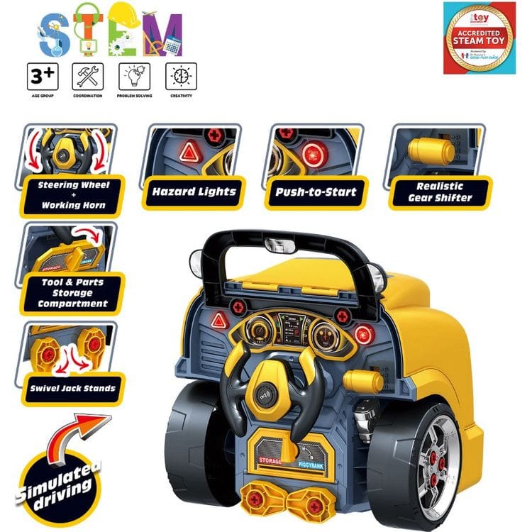 Kool Karz Playground STEM Big School Bus Engine Repair Toy Set