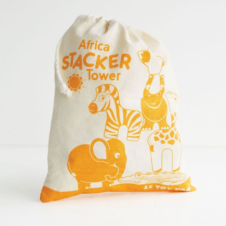 Le Toy Van Infants Africa Stacking Animals & Bag - 10 Piece