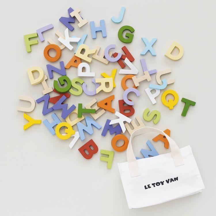Le Toy Van Infants Wooden Alphabet Set & Bag - 60 Letters