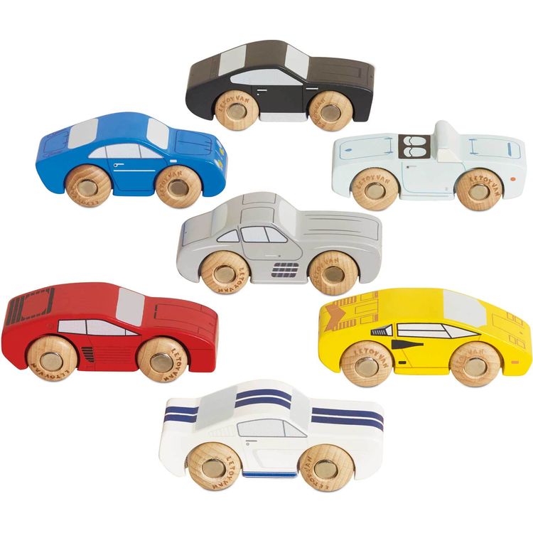 Le Toy Van Preschool Classic Wooden Sports Cars - 7 Pieces