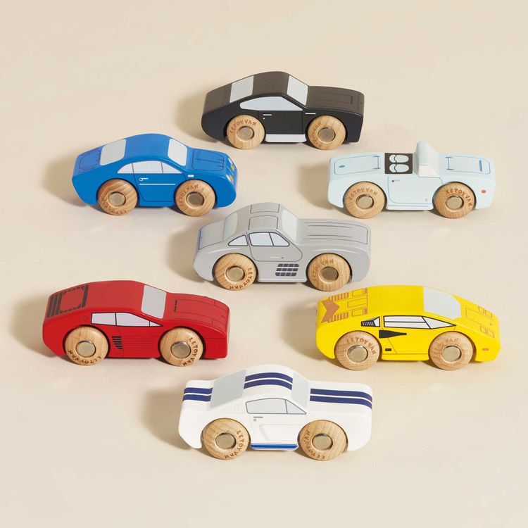 Le Toy Van Preschool Classic Wooden Sports Cars - 7 Pieces