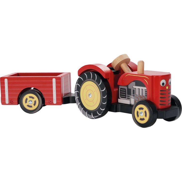 Le Toy Van Preschool Wooden Farmyard Tractor & Trailer Toy