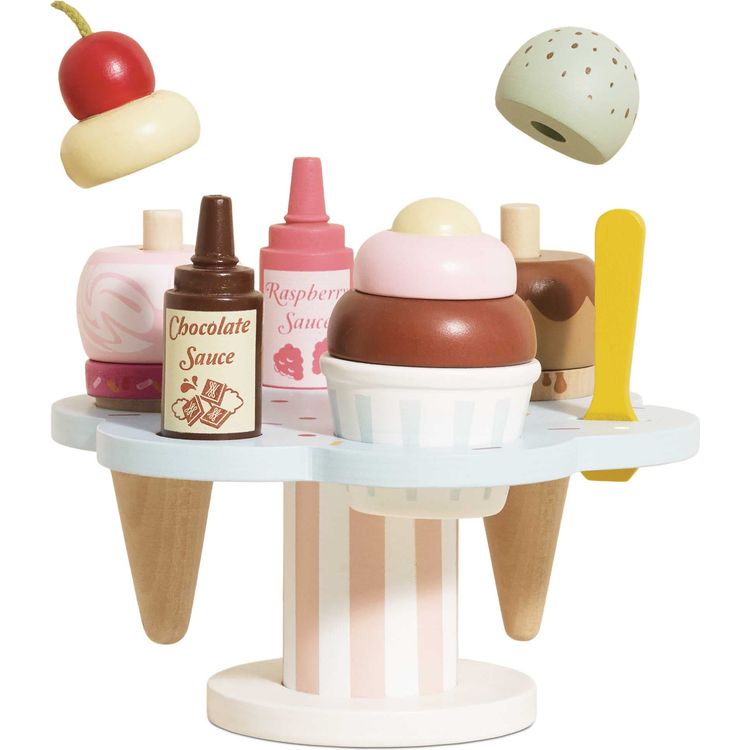 Le Toy Van Preschool Wooden Ice Cream Stand & Toppings