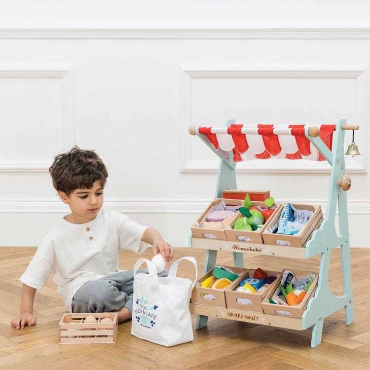 Le Toy Van Preschool Wooden Market Stall & Fruit Play Food Crate