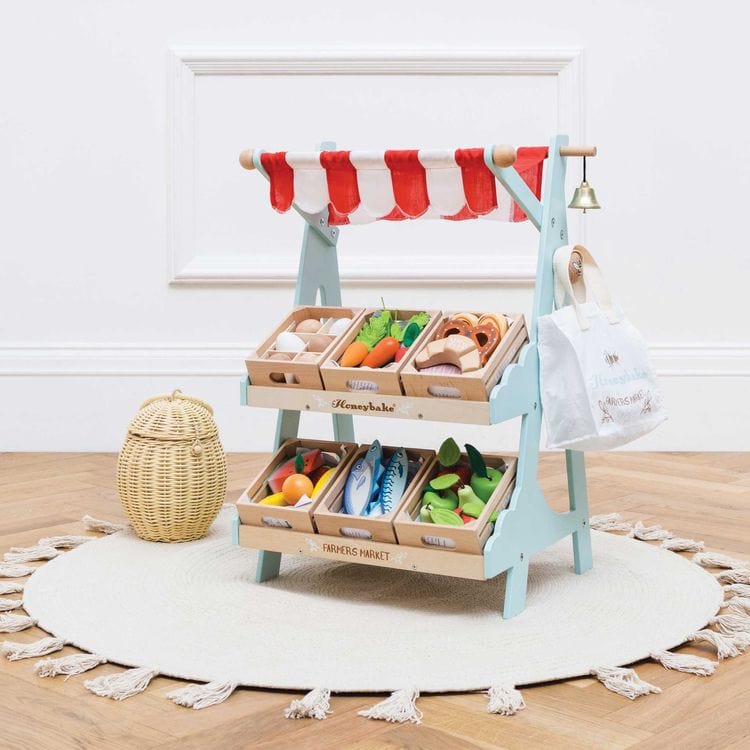 Le Toy Van Preschool Wooden Market Stall & Fruit Play Food Crate