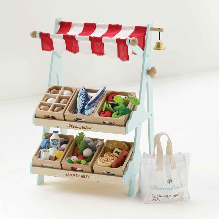 Le Toy Van Preschool Wooden Market Stall & Fruit Play Food Crate