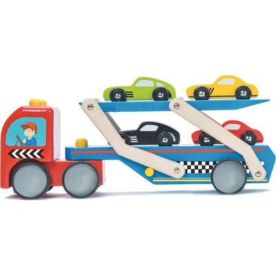 Le Toy Van Preschool Wooden Race Car Transporter Set - 7 Piece