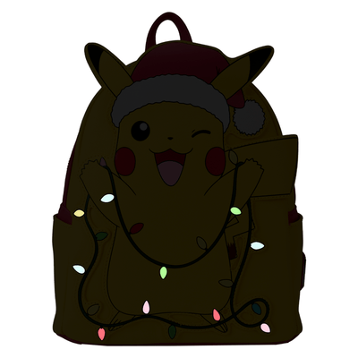 Loungefly World of Funko Pokémon Santa Pikachu Christmas Lights Light Up Mini Backpack