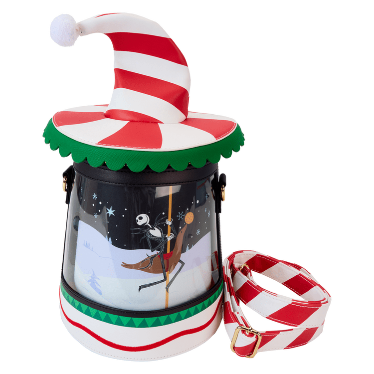 Loungefly World of Funko The Nightmare Before Christmas Candy Cane Carousel Spinning Figural Crossbody Bag