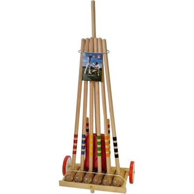 Lucio Londero Games 6 Player Croquet Set with Wooden Trolley