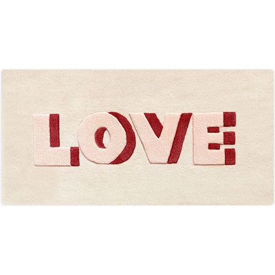 Maison Deux Room Decor Love Rug - Cream/Red