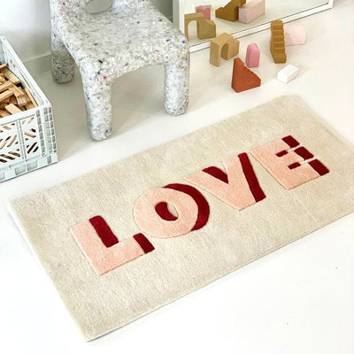 Maison Deux Room Decor Love Rug - Cream/Red