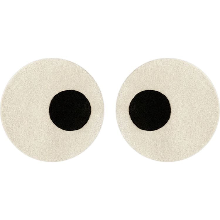 Maison Deux Room Decor Pair of Eyes Round Rug - White/Black