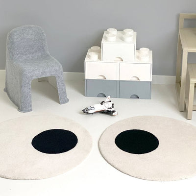 Maison Deux Room Decor Pair of Eyes Round Rug - White/Black