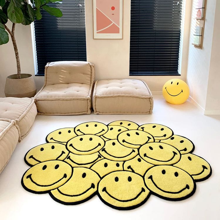 Maison Deux Room Decor Smiley Bunch Rug - Yellow