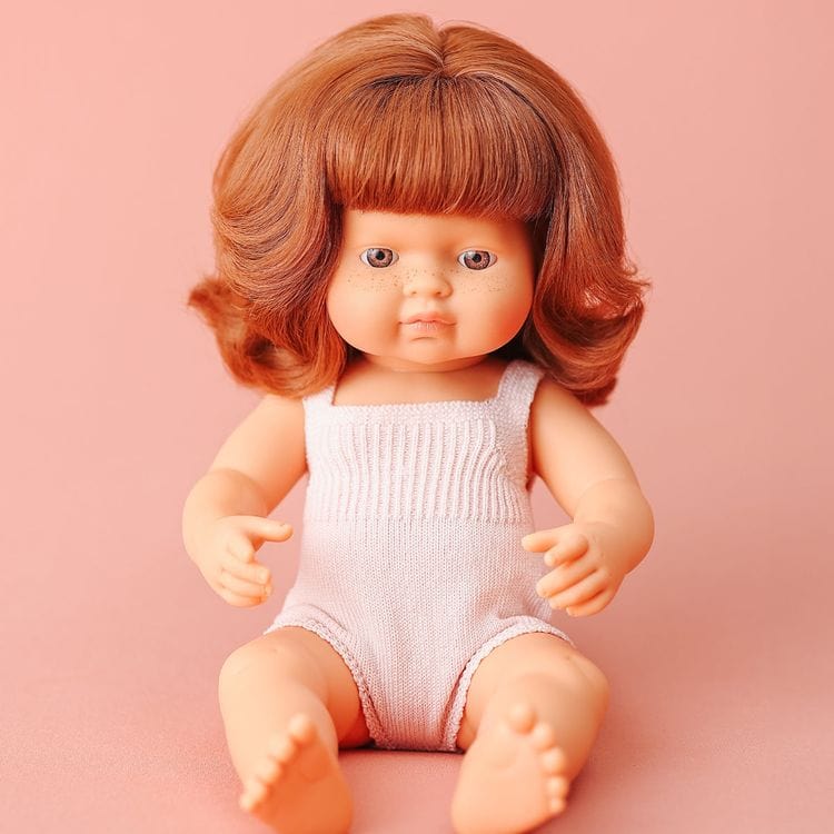 miniland Dolls 15" Baby Doll Caucasian Girl Redhead