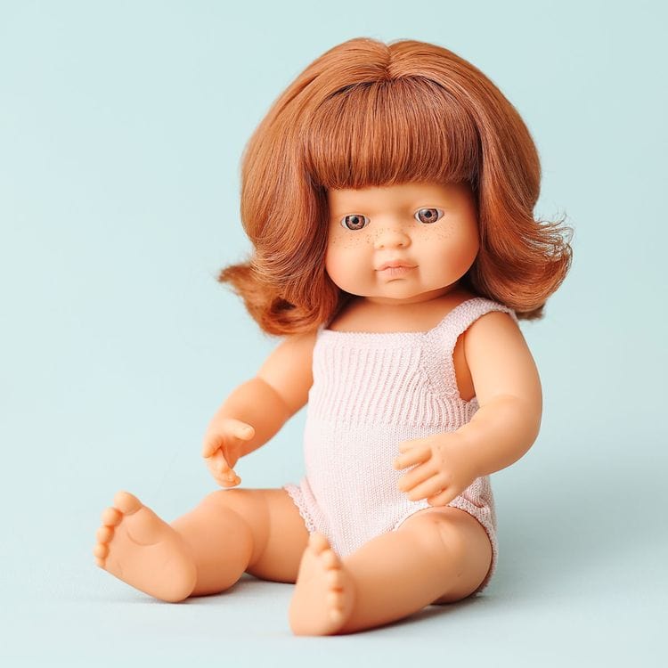 miniland Dolls 15" Baby Doll Caucasian Girl Redhead