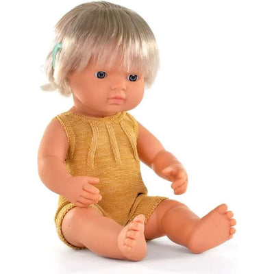 miniland Dolls 15" Baby Doll Caucasian Girl with Hearing Implant