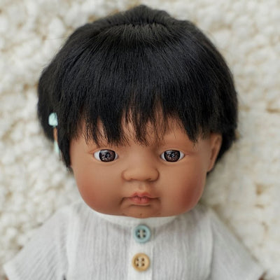 miniland Dolls 15" Baby Doll Hispanic Boy with Hearing Aid