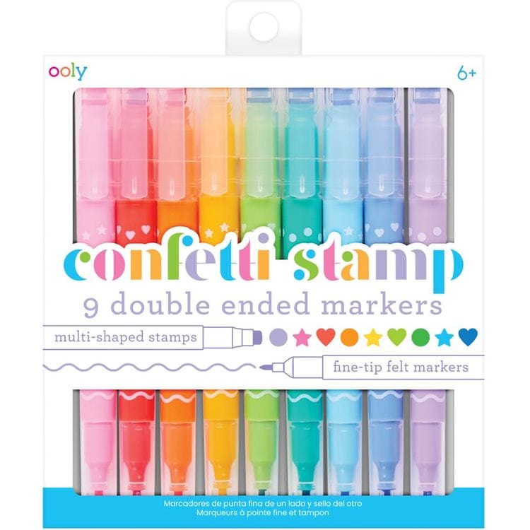 Ooly Creativity Confetti Stamp Double Ended Markers - Set of 9