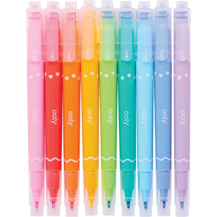 Ooly Creativity Confetti Stamp Double Ended Markers - Set of 9