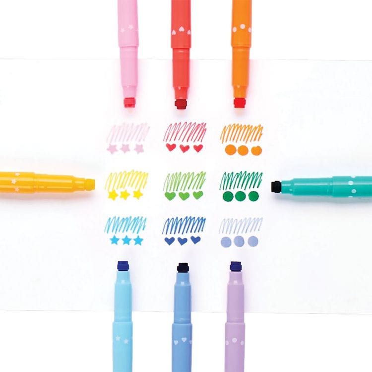 Ooly Creativity Confetti Stamp Double Ended Markers - Set of 9