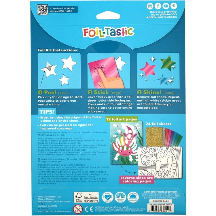 Ooly Creativity Foil-tastic Foil Art Kit: Awesome Animals