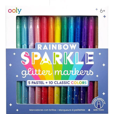 Ooly Creativity Rainbow Sparkle Glitter Markers - Set of 15