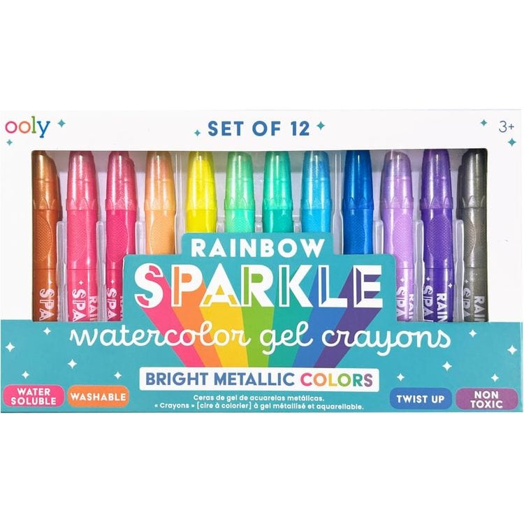 Ooly Creativity Rainbow Sparkle Metallic Watercolor Gel Crayons - Set of 12