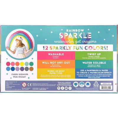 Ooly Creativity Rainbow Sparkle Metallic Watercolor Gel Crayons - Set of 12