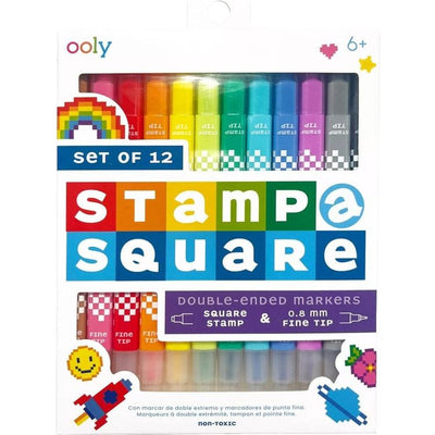 Ooly Creativity Stamp-A-Square Double Ended Markers (Set of 12)