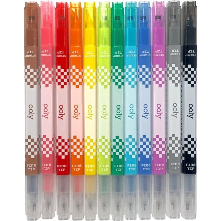 Ooly Creativity Stamp-A-Square Double Ended Markers (Set of 12)