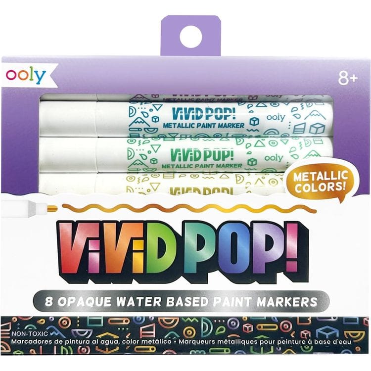 Ooly Creativity Vivid Pop! Water-Based Paint Markers - Metallic (Set of 8)