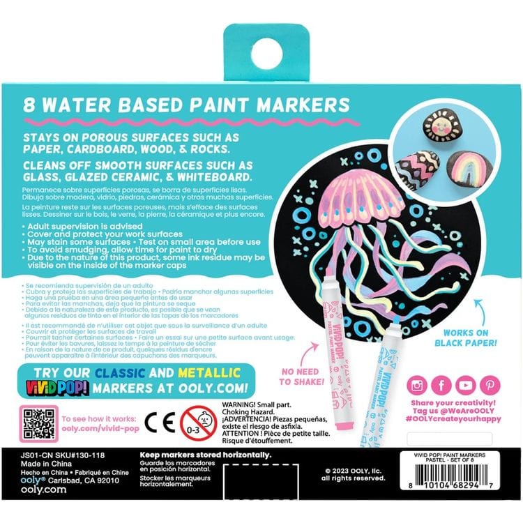 Ooly Creativity Vivid Pop! Water-Based Paint Markers - Pastel (Set of 8)