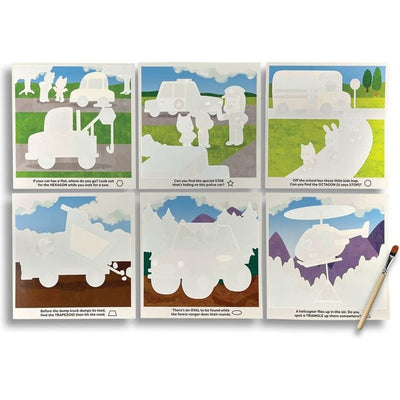 Ooly Creativity Water Amaze Water Reveal Boards - Helpful Vehicles 13 Piece Set