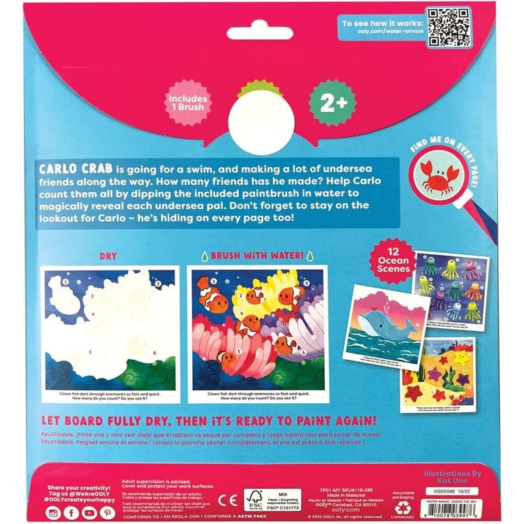 Ooly Creativity Water Amaze Water Reveal Boards - Under The Sea 13 Piece Set