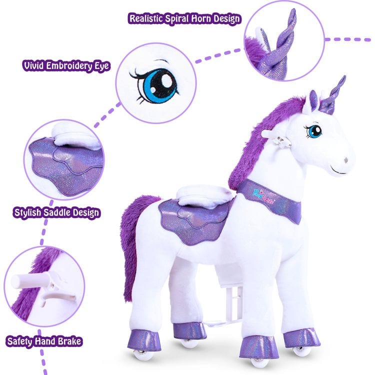 PonyCycle, Inc. Outdoor Purple Ride-On Unicorn - Ages 4-9