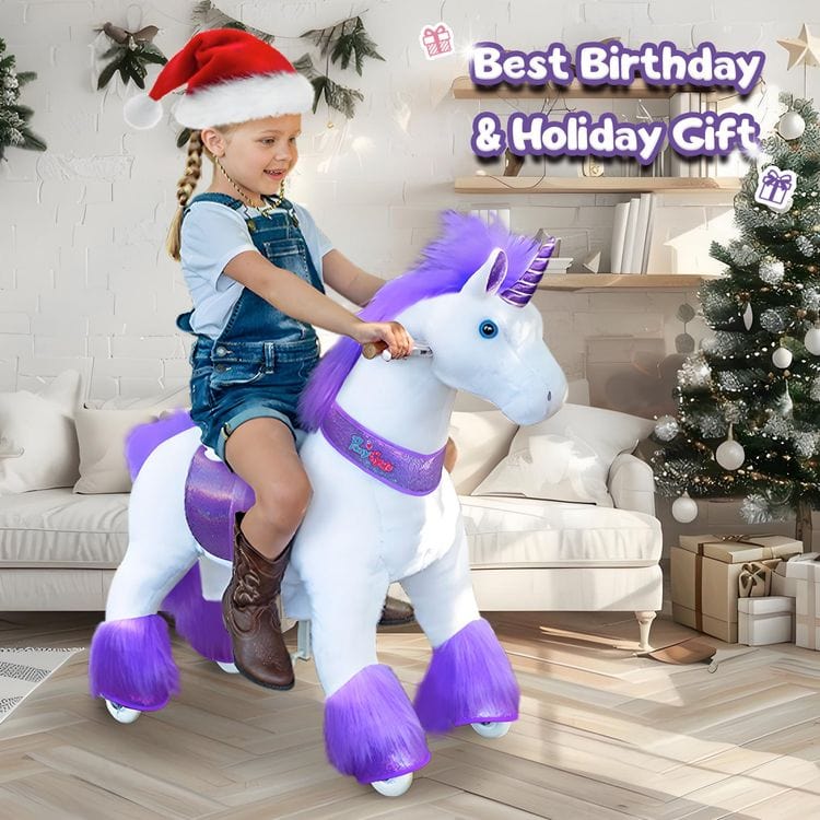 PonyCycle, Inc. Plush Purple Ride-On Unicorn Model Ux - 3-5 Years