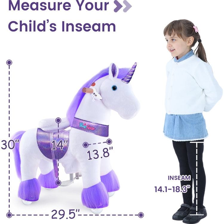 PonyCycle, Inc. Plush Purple Ride-On Unicorn Model Ux - 3-5 Years