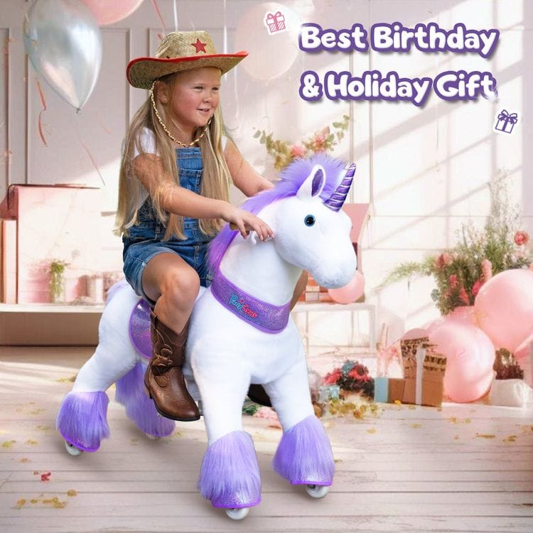 PonyCycle, Inc. Plush Purple Ride-On Unicorn Model Ux - 4-8 Years